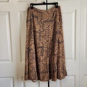 Vintage 80s Jones New York Abstract Skirt Size Med 100% Silk Tribal‎ Neutral